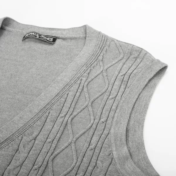 PJ PAUL JONES Mens Cable Knit Sweater Vests Button Down Jersey Knit Vest