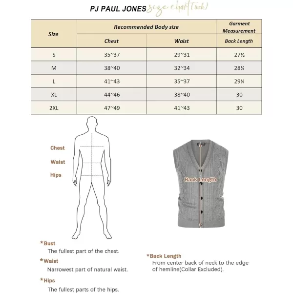 PJ PAUL JONES Mens Cable Knit Sweater Vests Button Down Jersey Knit Vest
