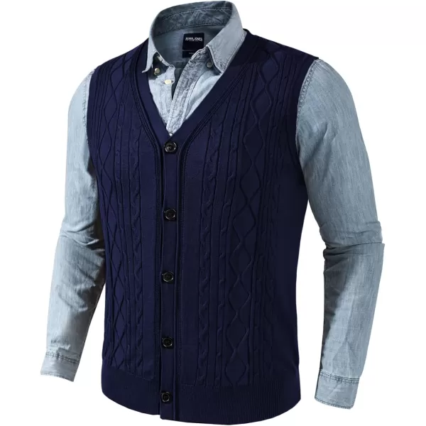 PJ PAUL JONES Mens Cable Knit Sweater Vests Button Down Jersey Knit Vest