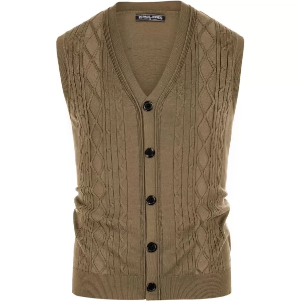 PJ PAUL JONES Mens Cable Knit Sweater Vests Button Down Jersey Knit Vest