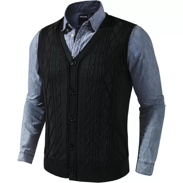 PJ PAUL JONES Mens Cable Knit Sweater Vests Button Down Jersey Knit Vest