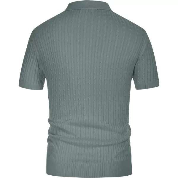 PJ PAUL JONES Mens Cable Knitted Polo Shirts Knitting Lightweight Golf Tee Shirt
