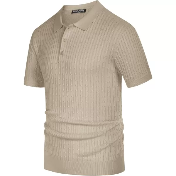 PJ PAUL JONES Mens Cable Knitted Polo Shirts Knitting Lightweight Golf Tee Shirt