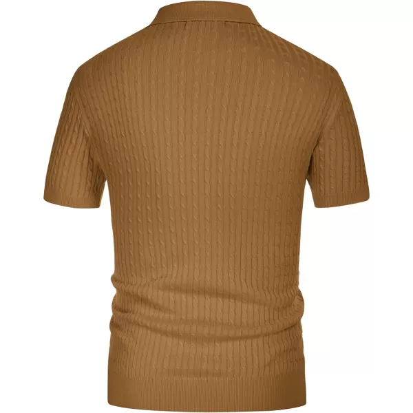 PJ PAUL JONES Mens Cable Knitted Polo Shirts Knitting Lightweight Golf Tee Shirt