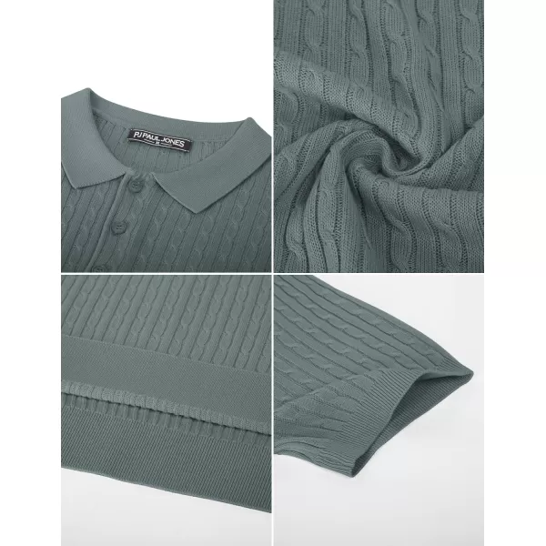 PJ PAUL JONES Mens Cable Knitted Polo Shirts Knitting Lightweight Golf Tee Shirt