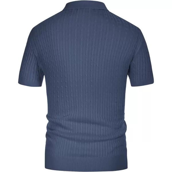 PJ PAUL JONES Mens Cable Knitted Polo Shirts Knitting Lightweight Golf Tee Shirt