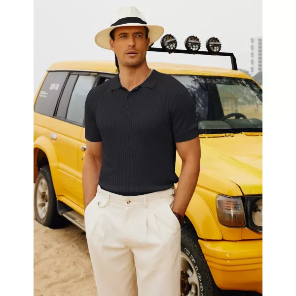 PJ PAUL JONES Mens Cable Knitted Polo Shirts Knitting Lightweight Golf Tee Shirt