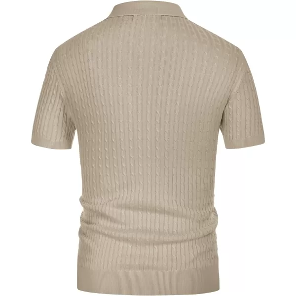 PJ PAUL JONES Mens Cable Knitted Polo Shirts Knitting Lightweight Golf Tee Shirt