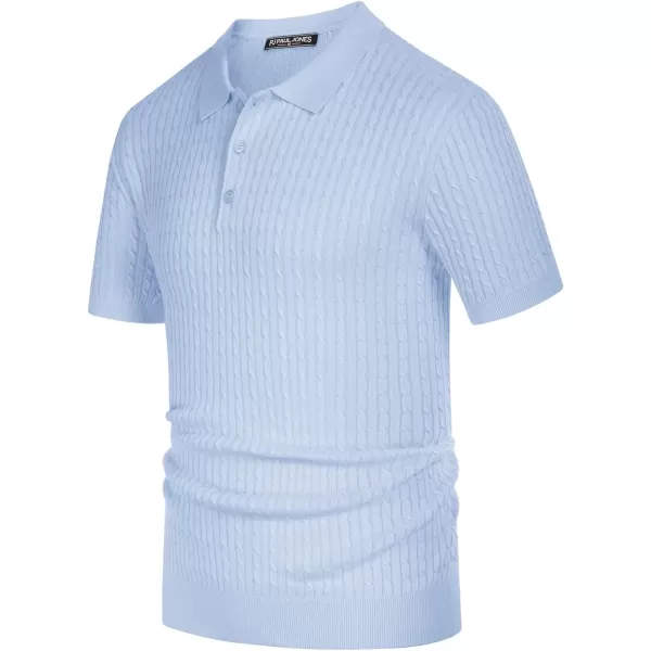 PJ PAUL JONES Mens Cable Knitted Polo Shirts Knitting Lightweight Golf Tee Shirt