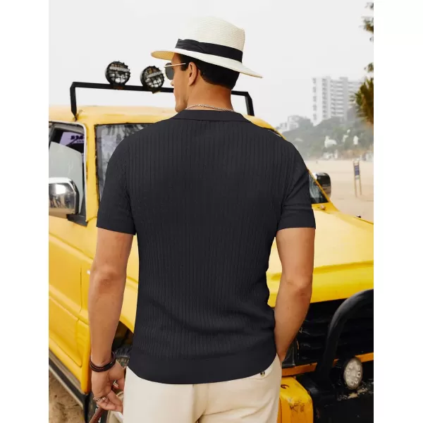 PJ PAUL JONES Mens Cable Knitted Polo Shirts Knitting Lightweight Golf Tee Shirt