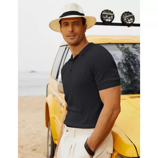 PJ PAUL JONES Mens Cable Knitted Polo Shirts Knitting Lightweight Golf Tee Shirt