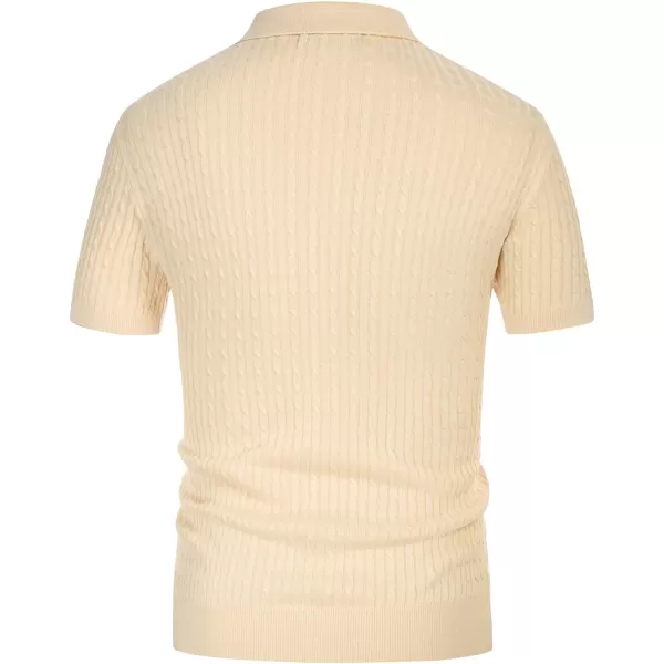 PJ PAUL JONES Mens Cable Knitted Polo Shirts Knitting Lightweight Golf Tee Shirt