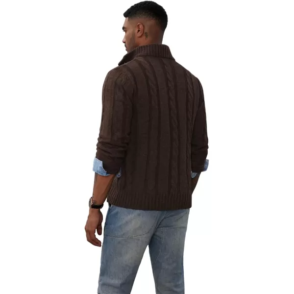 PJ PAUL JONES Men's Cardigan Sweaters Stand Collar Cable Knit Button Sweater