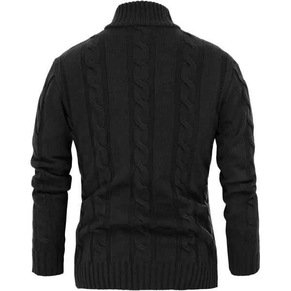 PJ PAUL JONES Men's Cardigan Sweaters Stand Collar Cable Knit Button Sweater
