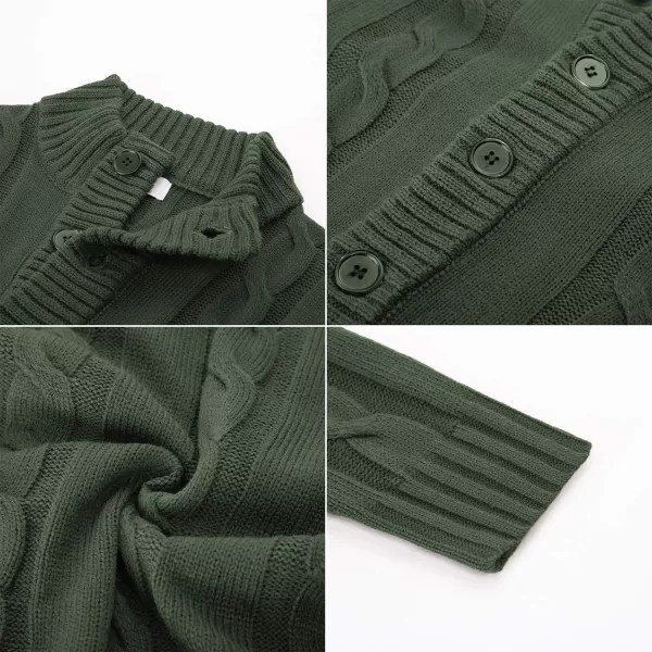 PJ PAUL JONES Men's Cardigan Sweaters Stand Collar Cable Knit Button Sweater