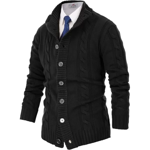 PJ PAUL JONES Men's Cardigan Sweaters Stand Collar Cable Knit Button Sweater