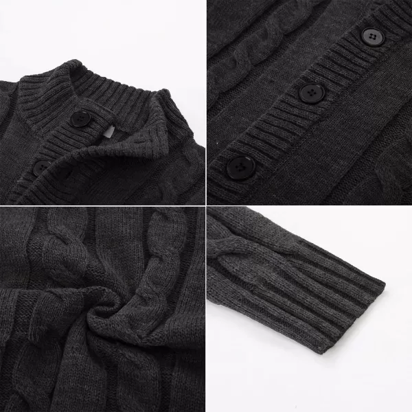 PJ PAUL JONES Men's Cardigan Sweaters Stand Collar Cable Knit Button Sweater