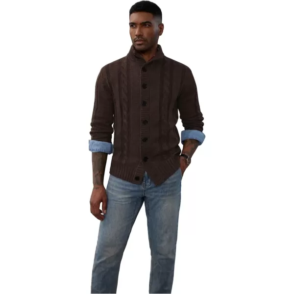 PJ PAUL JONES Men's Cardigan Sweaters Stand Collar Cable Knit Button Sweater