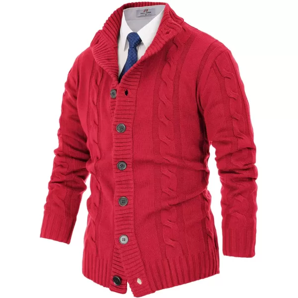 PJ PAUL JONES Men's Cardigan Sweaters Stand Collar Cable Knit Button Sweater