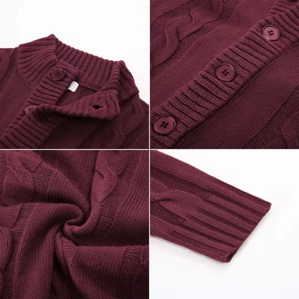 PJ PAUL JONES Men's Cardigan Sweaters Stand Collar Cable Knit Button Sweater