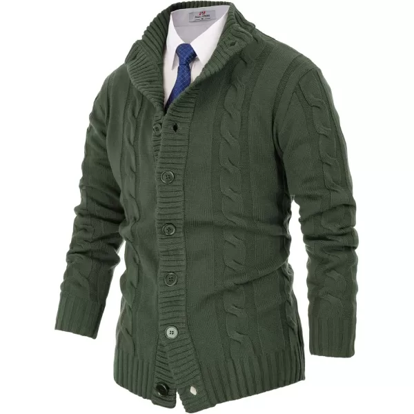 PJ PAUL JONES Men's Cardigan Sweaters Stand Collar Cable Knit Button Sweater