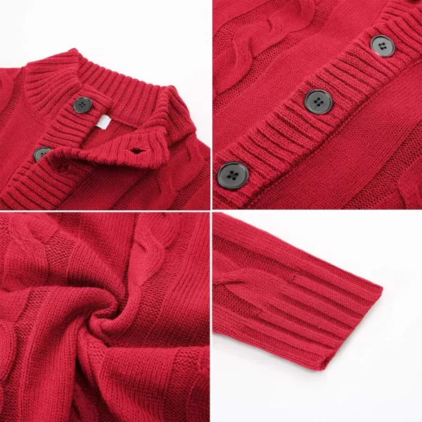 PJ PAUL JONES Men's Cardigan Sweaters Stand Collar Cable Knit Button Sweater
