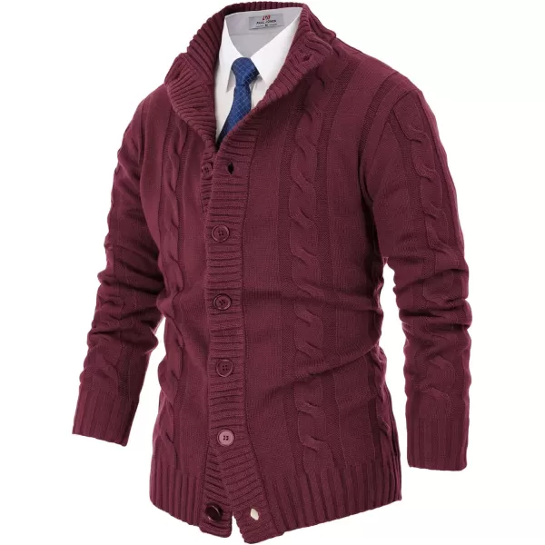 PJ PAUL JONES Men's Cardigan Sweaters Stand Collar Cable Knit Button Sweater