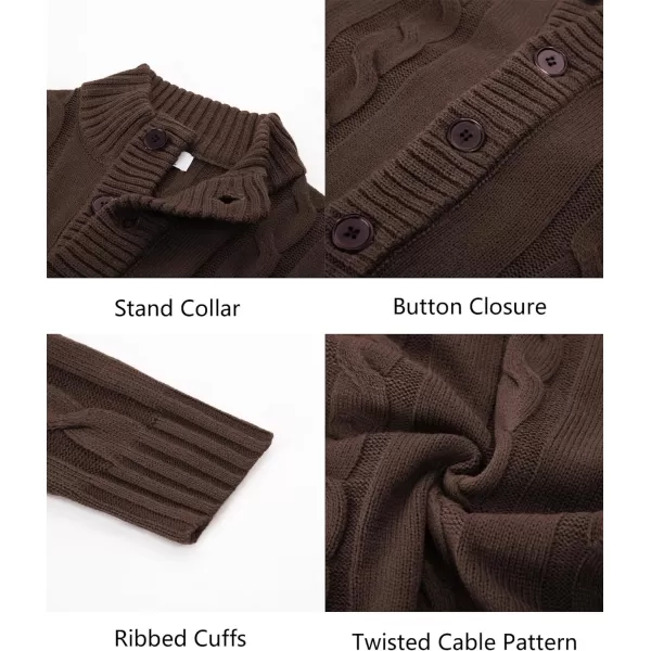 PJ PAUL JONES Men's Cardigan Sweaters Stand Collar Cable Knit Button Sweater