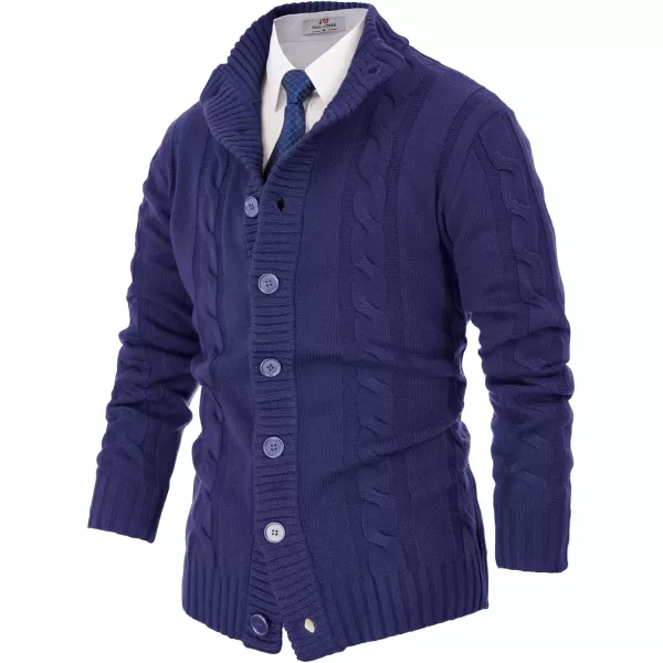PJ PAUL JONES Men's Cardigan Sweaters Stand Collar Cable Knit Button Sweater
