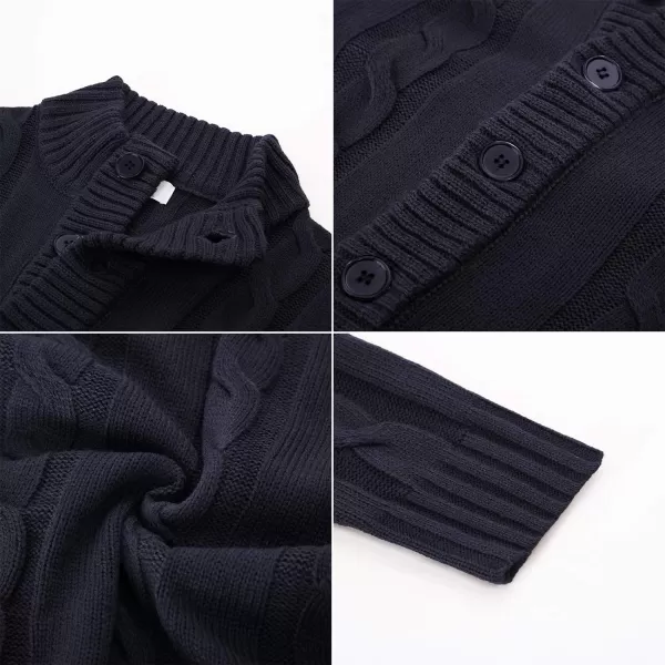 PJ PAUL JONES Men's Cardigan Sweaters Stand Collar Cable Knit Button Sweater