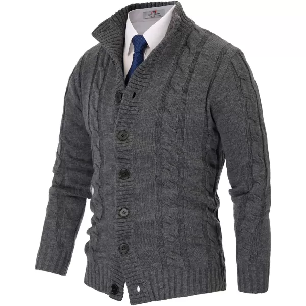 PJ PAUL JONES Men's Cardigan Sweaters Stand Collar Cable Knit Button Sweater