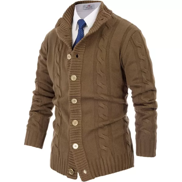PJ PAUL JONES Men's Cardigan Sweaters Stand Collar Cable Knit Button Sweater