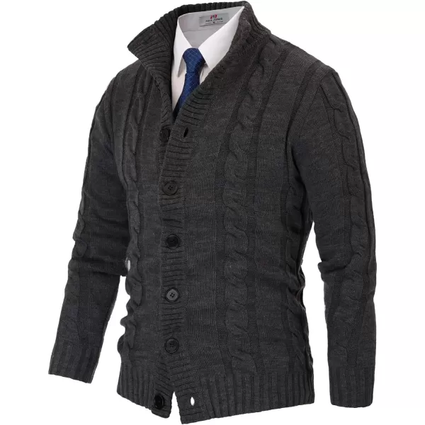 PJ PAUL JONES Men's Cardigan Sweaters Stand Collar Cable Knit Button Sweater