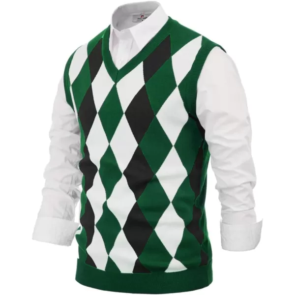 PJ PAUL JONES Mens Casual Argyle Sweater Vest V-Neck Sleeveless Pullover Knitwear Vests