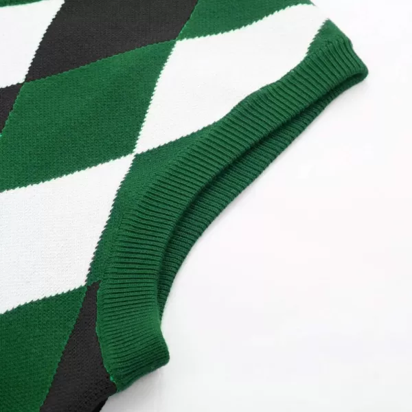 PJ PAUL JONES Mens Casual Argyle Sweater Vest V-Neck Sleeveless Pullover Knitwear Vests