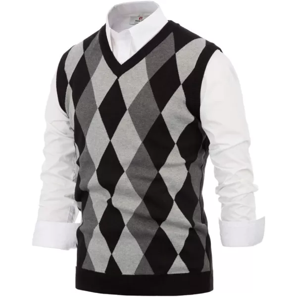 PJ PAUL JONES Mens Casual Argyle Sweater Vest V-Neck Sleeveless Pullover Knitwear Vests