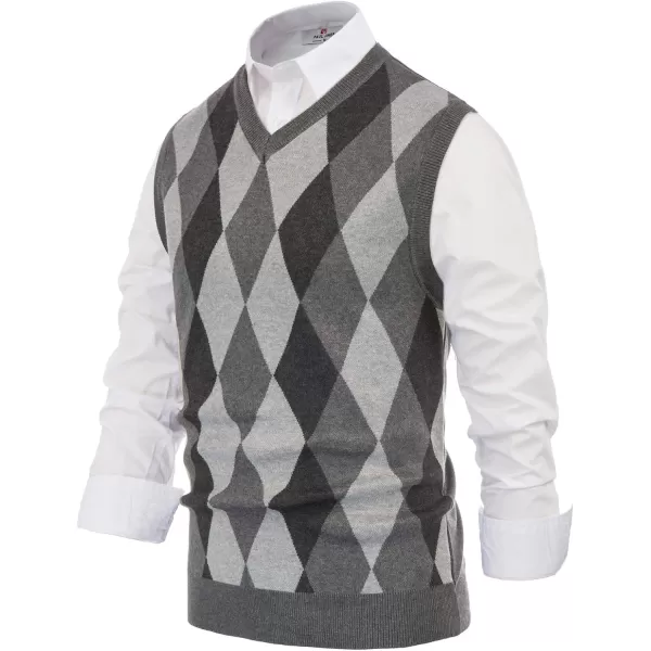 PJ PAUL JONES Mens Casual Argyle Sweater Vest V-Neck Sleeveless Pullover Knitwear Vests