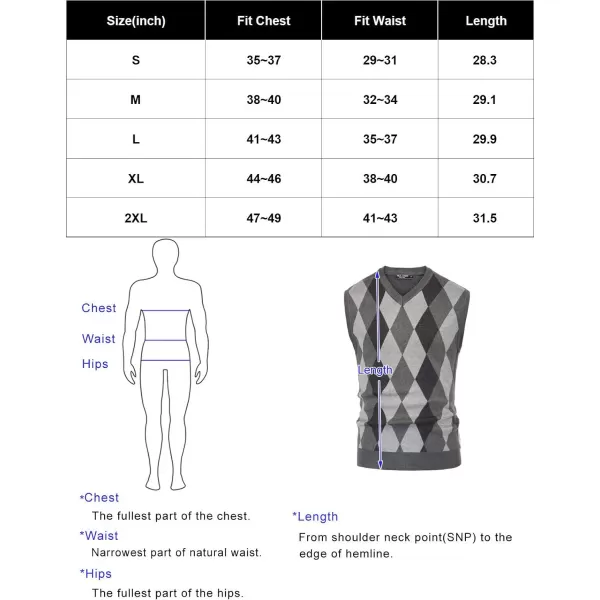 PJ PAUL JONES Mens Casual Argyle Sweater Vest V-Neck Sleeveless Pullover Knitwear Vests