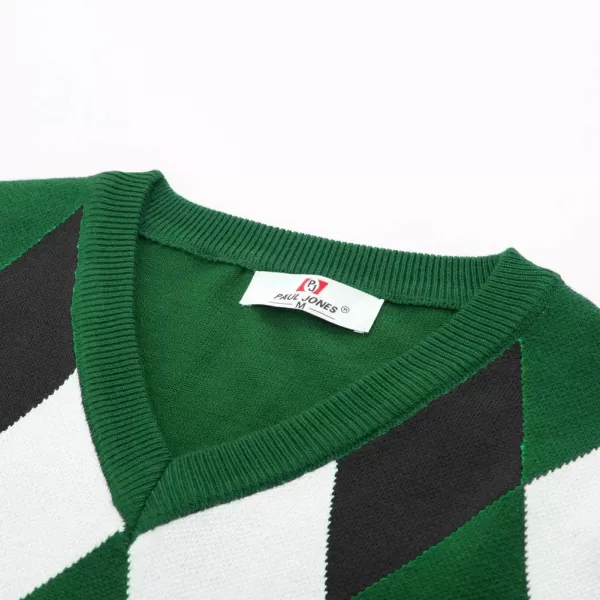 PJ PAUL JONES Mens Casual Argyle Sweater Vest V-Neck Sleeveless Pullover Knitwear Vests