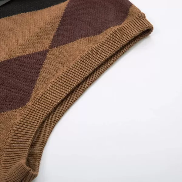 PJ PAUL JONES Mens Casual Argyle Sweater Vest V-Neck Sleeveless Pullover Knitwear Vests