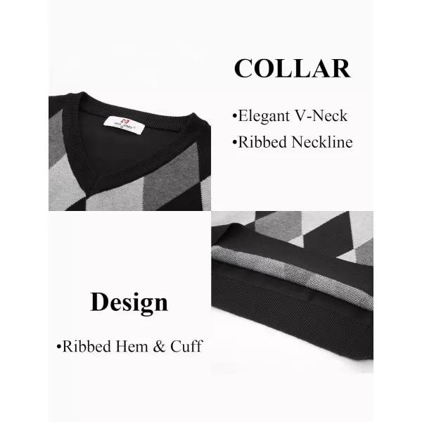 PJ PAUL JONES Mens Casual Argyle Sweater Vest V-Neck Sleeveless Pullover Knitwear Vests