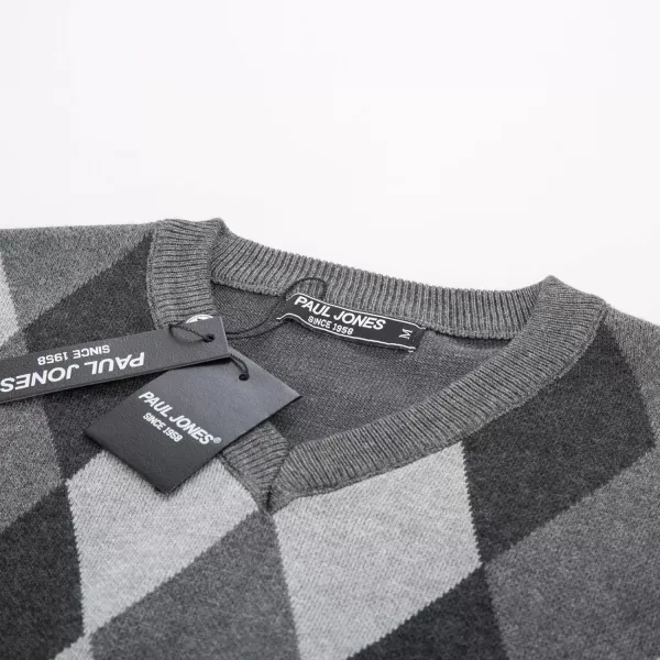 PJ PAUL JONES Mens Casual Argyle Sweater Vest V-Neck Sleeveless Pullover Knitwear Vests