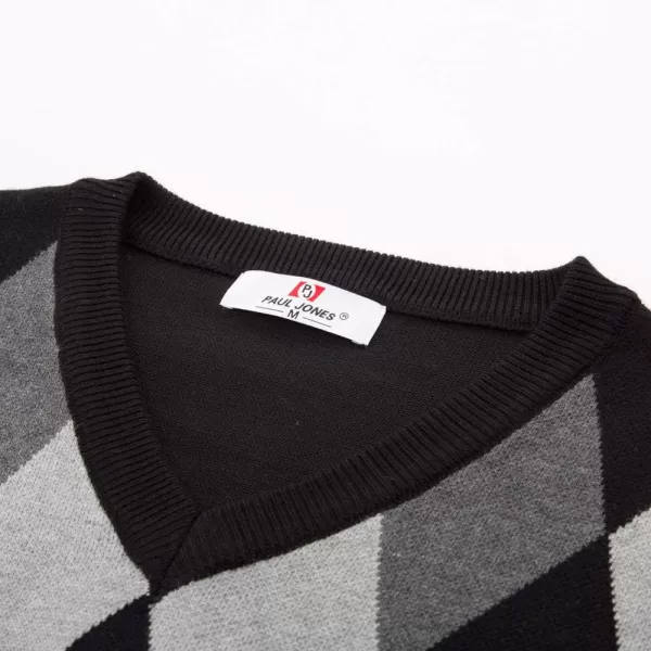 PJ PAUL JONES Mens Casual Argyle Sweater Vest V-Neck Sleeveless Pullover Knitwear Vests