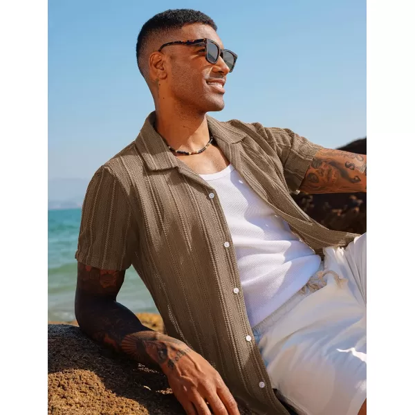 PJ PAUL JONES Men's Casual Button Down Shirts Cuban Collar Summer Beach Shirts