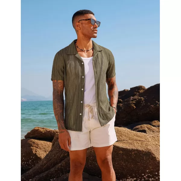 PJ PAUL JONES Men's Casual Button Down Shirts Cuban Collar Summer Beach Shirts