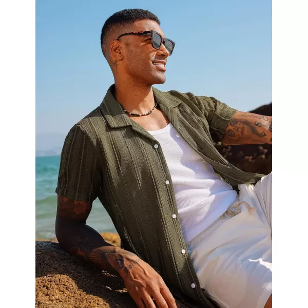 PJ PAUL JONES Men's Casual Button Down Shirts Cuban Collar Summer Beach Shirts