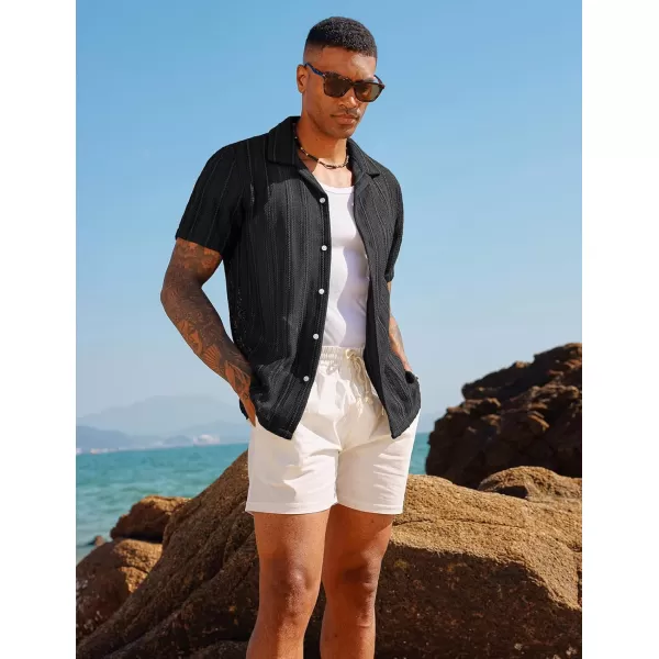 PJ PAUL JONES Men's Casual Button Down Shirts Cuban Collar Summer Beach Shirts