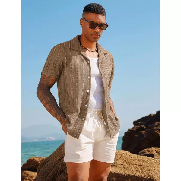 PJ PAUL JONES Men's Casual Button Down Shirts Cuban Collar Summer Beach Shirts