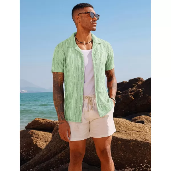 PJ PAUL JONES Men's Casual Button Down Shirts Cuban Collar Summer Beach Shirts