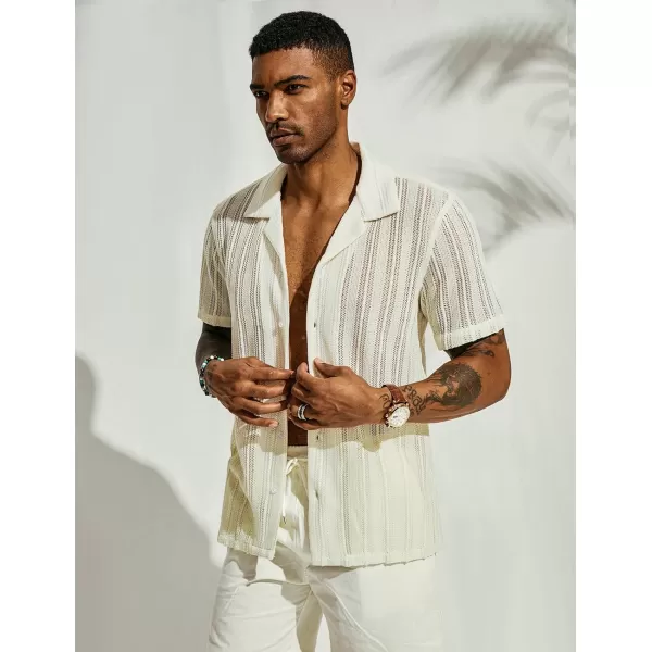 PJ PAUL JONES Men's Casual Button Down Shirts Cuban Collar Summer Beach Shirts